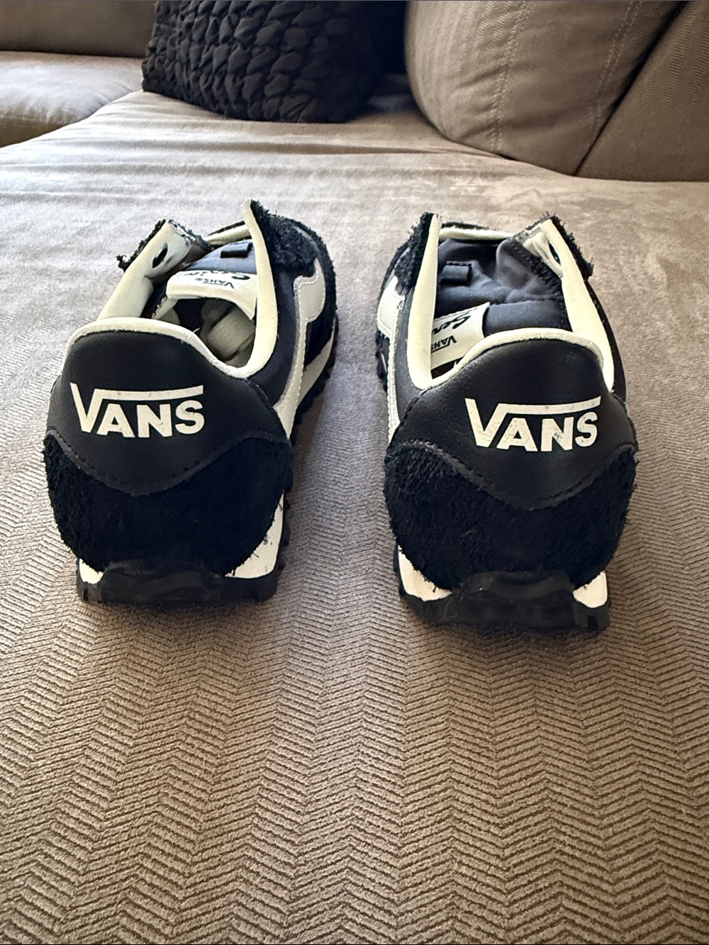 Vans Women’s Black and Off White Low-Top Sneakers with Side Stripe - NEW! - Picture 3 of 4